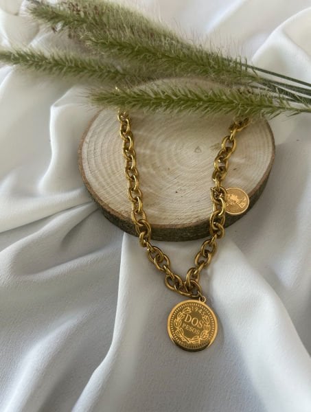 Dos Pesos Gold Altın Kaplamalı Kolye